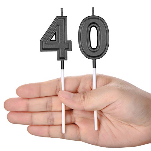 Frienda 40th Birthday Candles, Number 40 Candles, Happy Birthday Cake Topper Decoration for Men Women Anniversary Party Wedding Decoration Anniversary Celebration Supplies Theme Party (Black) - Image 5