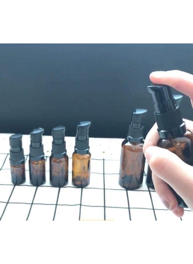 UPSTORE 2Pcs (100Ml/ 3.4Oz) Amber Glass Empty Pump Press Bottles With Cap Refillable Portable Bottle Vial Case Makeup Pot Jar Travel Sub Bottling For Lotion Essence Emulsion Essence Serum Shampoo - Image 4