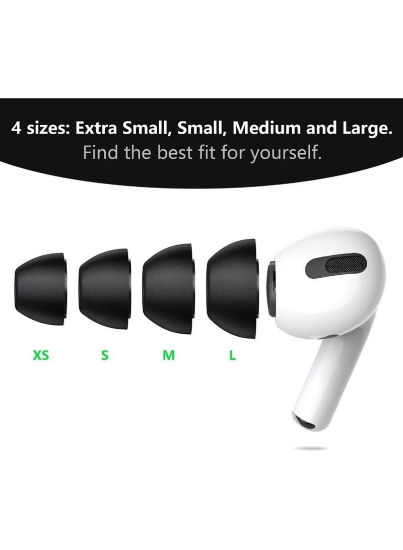 إكس ليفيل 4 أزواج استبدال نصائح الأذن لـ AirPods Pro الجيل الثاني / الأول بدون ألم أذن السيليكون ، وإلغاء الضوضاء الأفضل ، وبرام استبدال مع 3 في 1 مجموعة نظيفة وتتناسب مع حالة الشحن (أسود ، XS / S / M / L) - Image 4