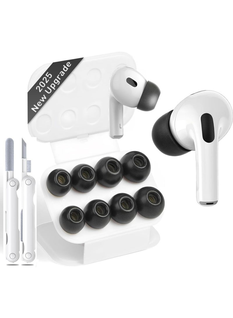 إكس ليفيل 4 أزواج استبدال نصائح الأذن لـ AirPods Pro الجيل الثاني / الأول بدون ألم أذن السيليكون ، وإلغاء الضوضاء الأفضل ، وبرام استبدال مع 3 في 1 مجموعة نظيفة وتتناسب مع حالة الشحن (أسود ، XS / S / M / L) - Image 1
