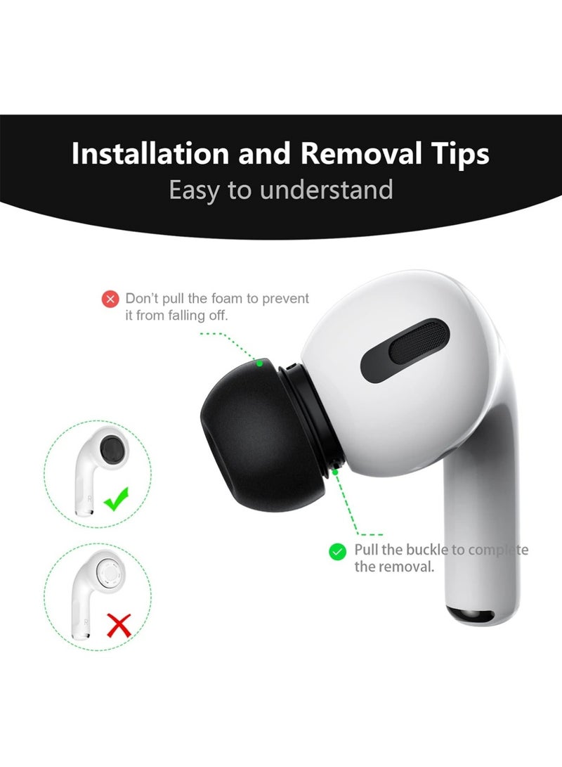 إكس ليفيل 4 أزواج استبدال نصائح الأذن لـ AirPods Pro الجيل الثاني / الأول بدون ألم أذن السيليكون ، وإلغاء الضوضاء الأفضل ، وبرام استبدال مع 3 في 1 مجموعة نظيفة وتتناسب مع حالة الشحن (أسود ، XS / S / M / L) - Image 3