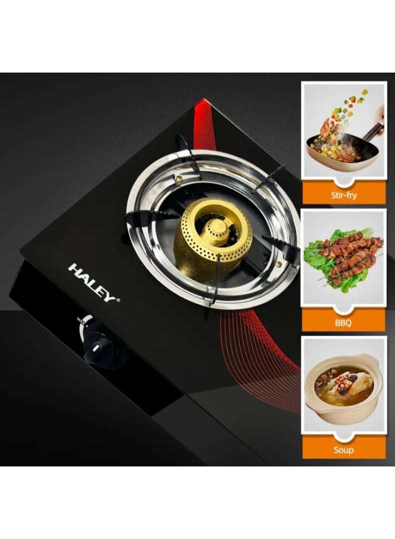 HALEY Gas Cooker,Burner Gas Cooker,Stainless Steel Frame & TrayTempered Glass Top Panel, Stainless Steel Water Tray,(2 year warranty) HY-1517 - Image 3