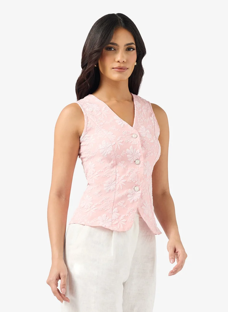 ELLA Textured Botton Down Vest