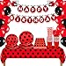 Sumind 200 Pcs Ladybug Birthday Party Decorations Set Ladybug Themed Party Supplies Balloon Tableware Happy Birthday Banner Dot Tablecloth Cup Straw Napkin Baby Shower Decor51 x 86 InchClassic - Image 3