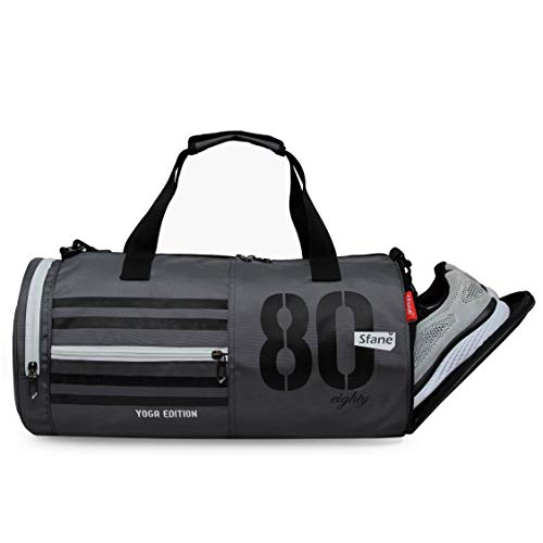 Sfane Gym Bags for Men with Separate Shoe Compartment Sports Gym Bag for Women Duffle Bags for Gym, Duffel Bags Sports Bag - Grey & Black - Image 1