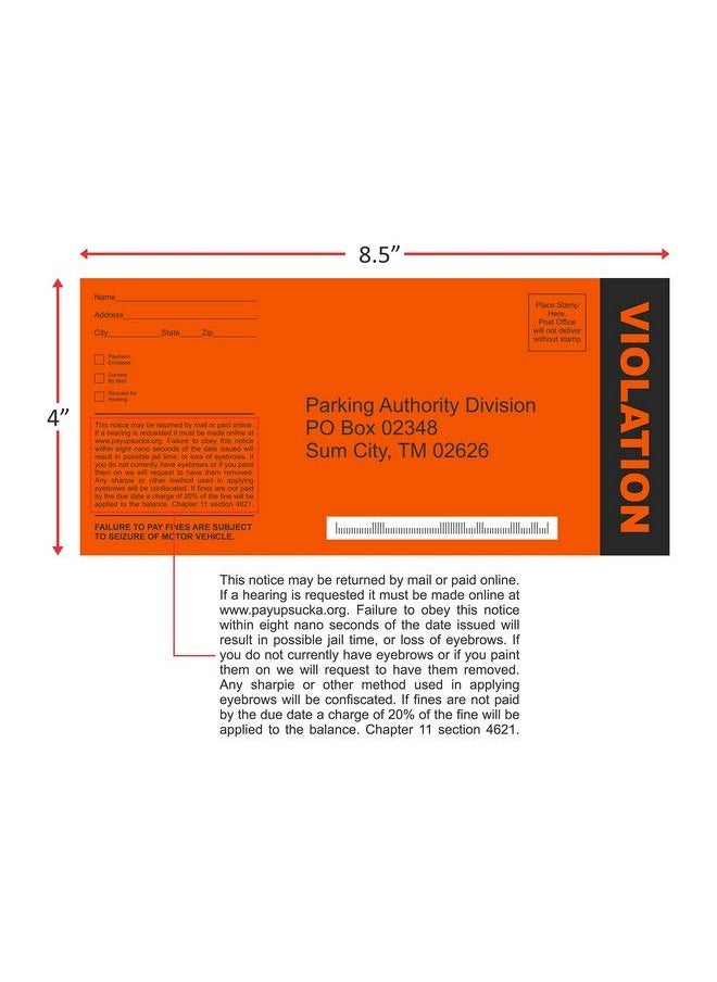 Generic - Fake Parking Tickets Prank Qty 25, Joke Violation Parking, Funny Gag Pretend Police Traffic And Safety Car Citations, Kid Friendly - Image 1