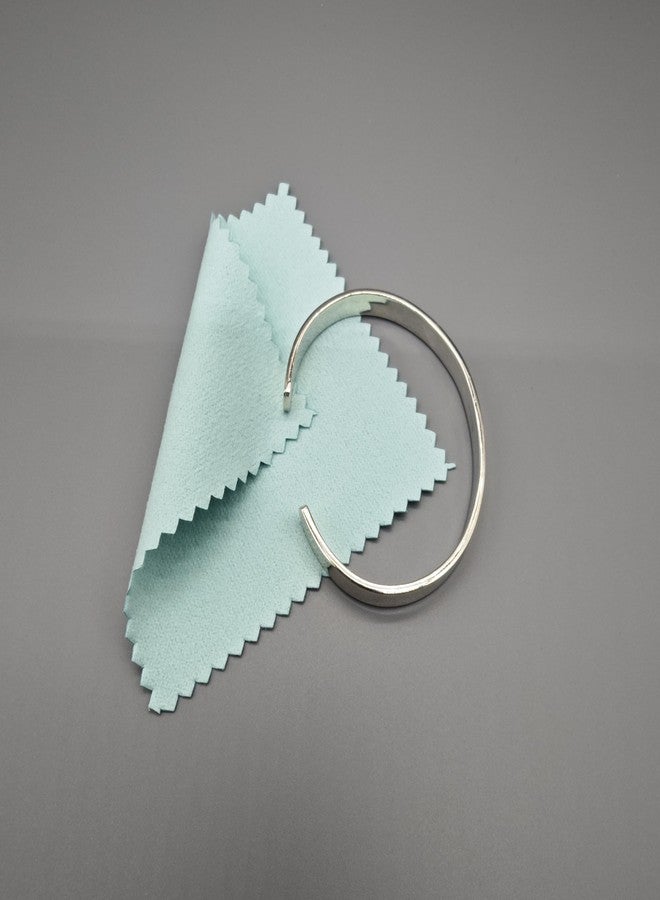 USHIGOO 30PCS Jewelry Polishing Cloths for Sterling Silver, Gold & Platinum - Travel Jewelry Cleaner & Tarnish Remover Cleaning Care Wipe Cloth- Aqua Blue 3"x3" + 2 Large 5.8"x5.8" Cloths - Image 4