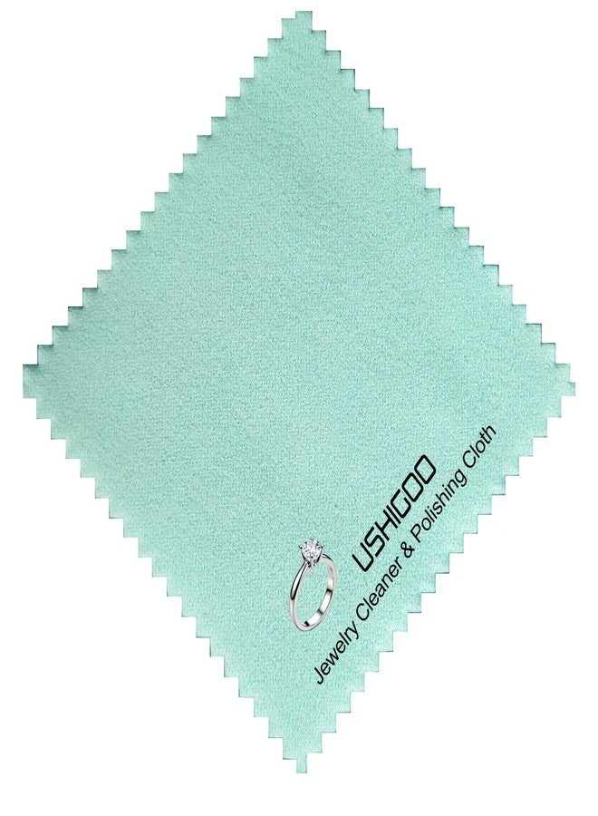 USHIGOO 30PCS Jewelry Polishing Cloths for Sterling Silver, Gold & Platinum - Travel Jewelry Cleaner & Tarnish Remover Cleaning Care Wipe Cloth- Aqua Blue 3"x3" + 2 Large 5.8"x5.8" Cloths - Image 1