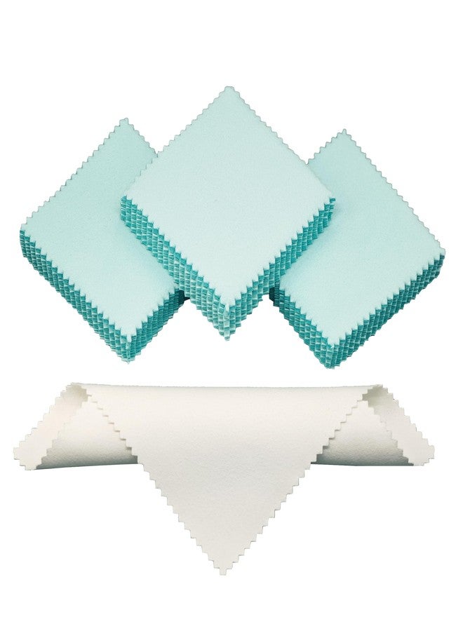 USHIGOO 30PCS Jewelry Polishing Cloths for Sterling Silver, Gold & Platinum - Travel Jewelry Cleaner & Tarnish Remover Cleaning Care Wipe Cloth- Aqua Blue 3"x3" + 2 Large 5.8"x5.8" Cloths - Image 2