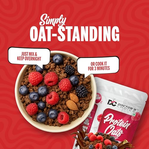 DC DOCTORS CHOICE Doctors Choice High Protein Oats 375g | 27g Protein Oatmeal | Dark Choco Berry Flavor | No Added Sugar | Gluten Free | High Fiber Healthy Breakfast Oats - Image 4