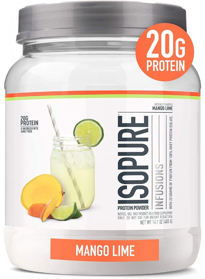 Isopure Isopure Protein Powder, Clear Whey Isolate Protein, Post Workout Recovery Drink Mix, Gluten Free with Zero Added Sugar, Infusions- Mango Lime, 16 Servings - Image 1