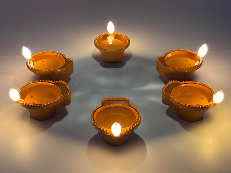Ted Tech Set Of 12, Tedtech Water Sensor Led Diyas Candle With Water Sensing Technology E-Diya, Warm Orange Ambient Lights, Battery Operated Led Candles For Home Decor, Festivals Decoration - Plastic - Image 1
