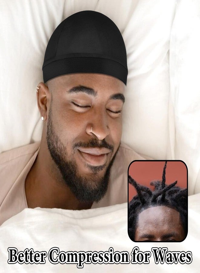 Nogeqi 3PCS Satin Wave Caps for Black Men, Silk Hair Bonnet for Sleeping Men, Elastic Durag Cap Silk Hair Wrap, Good Compression (Black) - Image 5