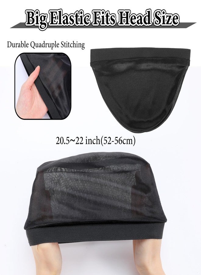 Nogeqi 3PCS Satin Wave Caps for Black Men, Silk Hair Bonnet for Sleeping Men, Elastic Durag Cap Silk Hair Wrap, Good Compression (Black) - Image 2