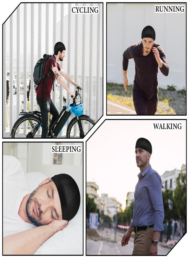 Nogeqi 3PCS Satin Wave Caps for Black Men, Silk Hair Bonnet for Sleeping Men, Elastic Durag Cap Silk Hair Wrap, Good Compression (Black) - Image 4