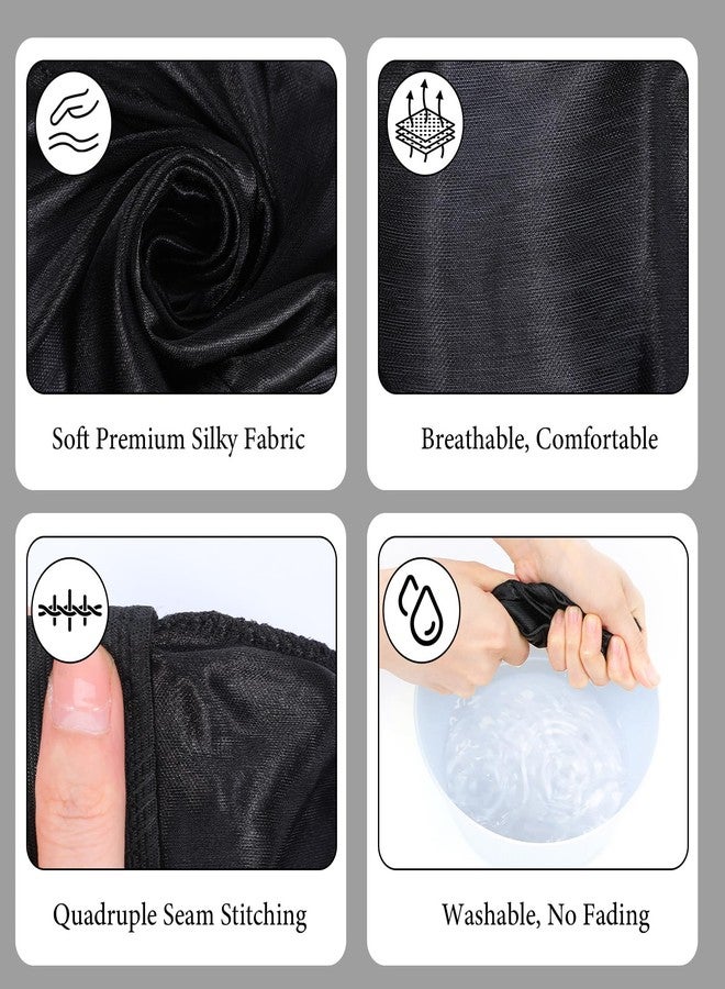 Nogeqi 3PCS Satin Wave Caps for Black Men, Silk Hair Bonnet for Sleeping Men, Elastic Durag Cap Silk Hair Wrap, Good Compression (Black) - Image 3
