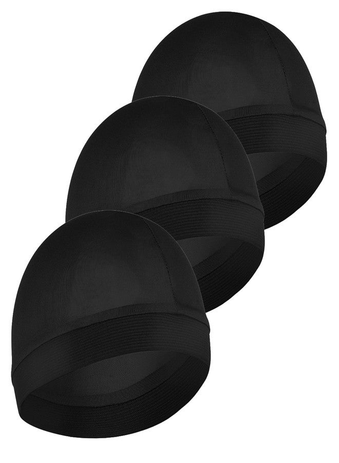 Nogeqi 3PCS Satin Wave Caps for Black Men, Silk Hair Bonnet for Sleeping Men, Elastic Durag Cap Silk Hair Wrap, Good Compression (Black) - Image 1