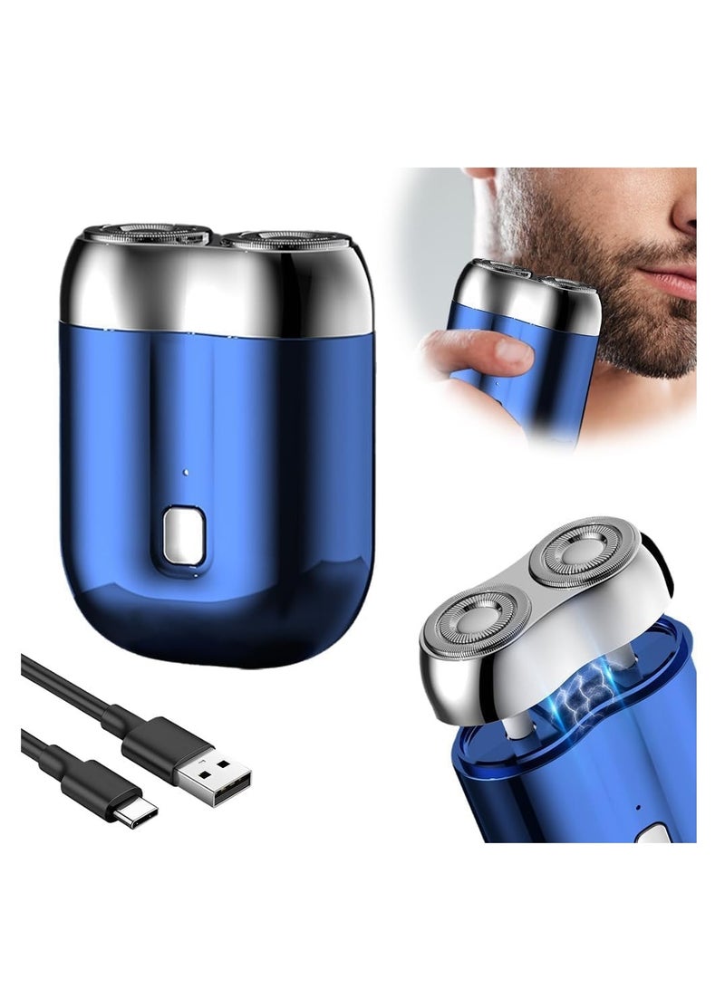 AirYoung New Model Mini Dual-Head Electric Shaver, 2026 New Upgrade Pocket Shaver USB Mini Shavers for Men, Washable Double Head Razor, Rechargeable Waterproof Compact Electric (Blue) - Image 1