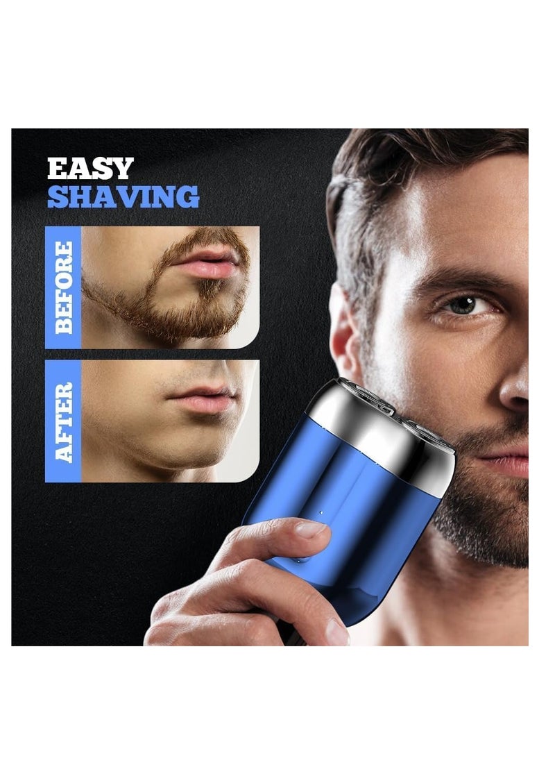 AirYoung New Model Mini Dual-Head Electric Shaver, 2026 New Upgrade Pocket Shaver USB Mini Shavers for Men, Washable Double Head Razor, Rechargeable Waterproof Compact Electric (Blue) - Image 3