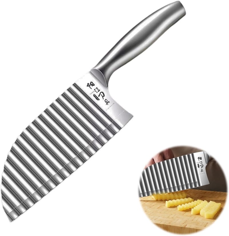 KANGDAWEI Stainless Steel Crinkle Cutter - Wavy Vegetable & Fruit Knife for Crinkle Cut Fries, Pickles, Carrots - Kitchen Gadget for BLW, Potatoes, Watermelon (【A】) - Image 1