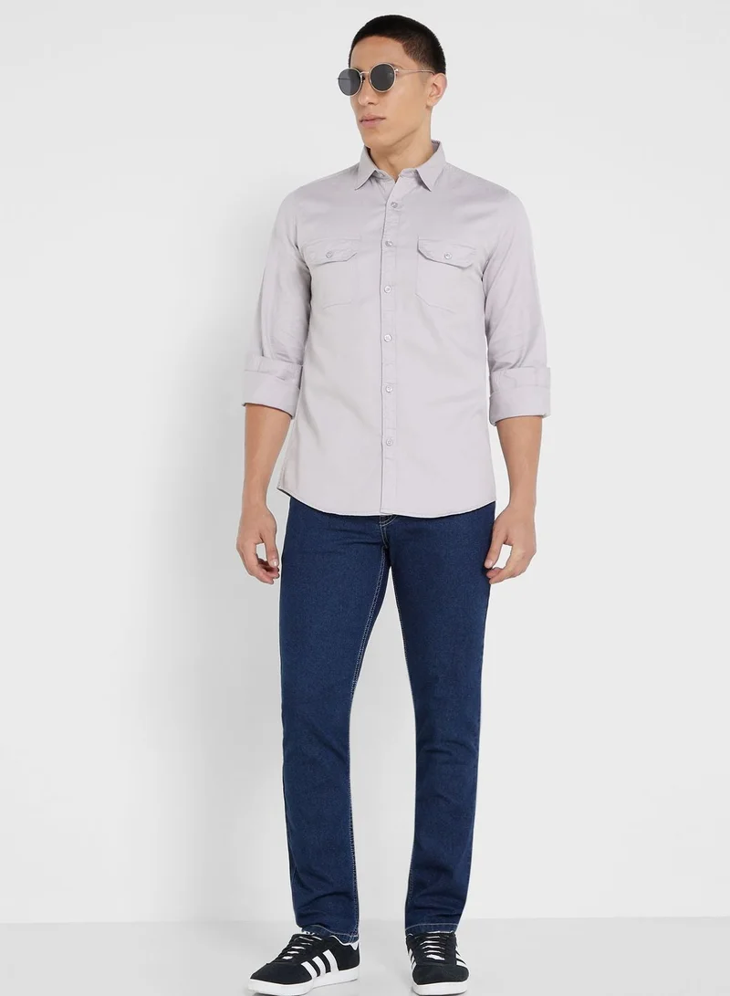 Seventy Five  Pure Cotton Casual Double Pocket Shirt for Men | Best Price UAE
