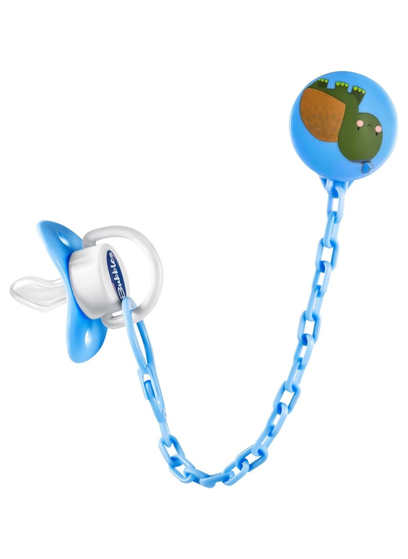 Bubbles Bubbles Normal Pacifier With Chain Blue  - Image 1