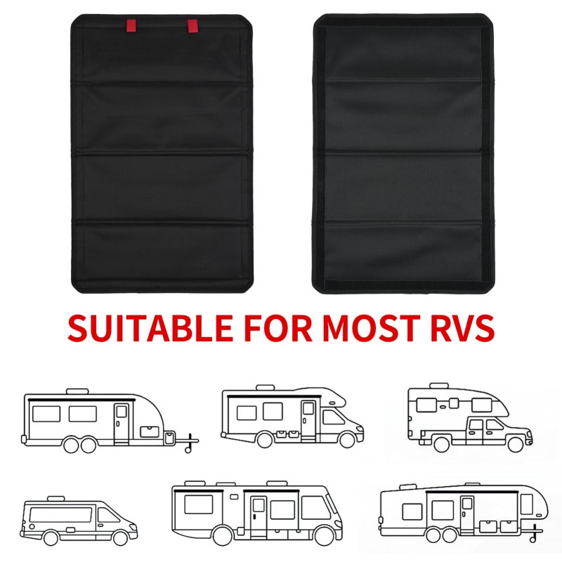 RV Window Shade 64*41cm Black - Adjustable Blackout Height Effective Privacy Conservation RV Door Window Shade for Inside Campers Travel Trailers - Image 3