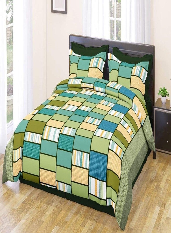 MORADO® 3D Printed Glace Cotton 144 TC Double Bedsheet with 2 Pillow Covers, (90X90 Inches, Green) - Image 2