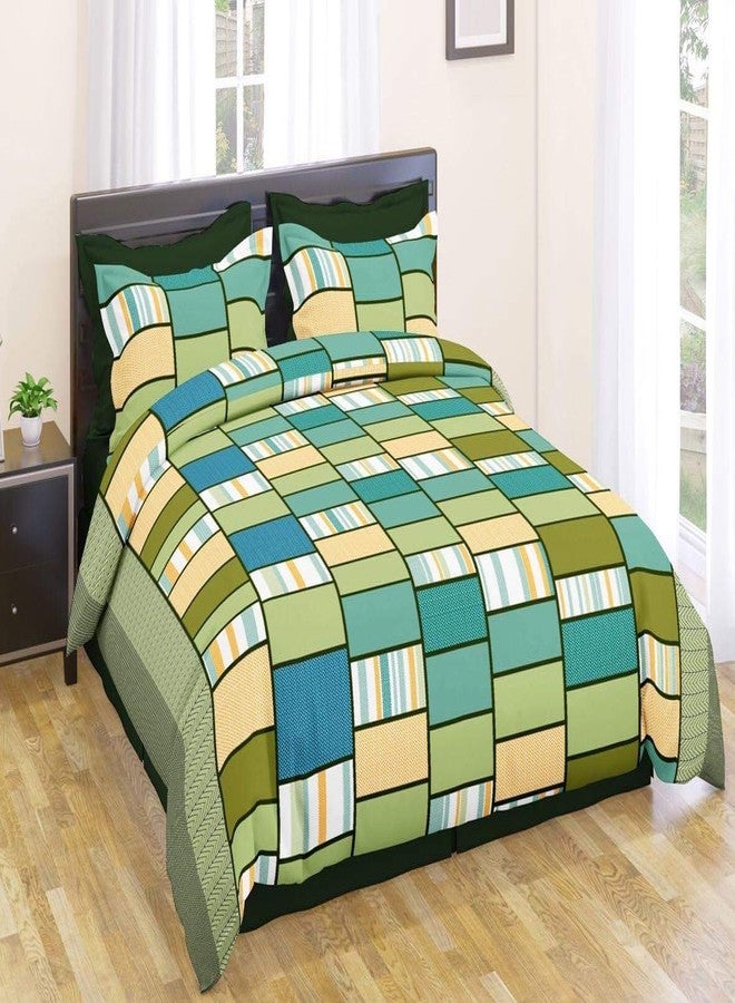 MORADO® 3D Printed Glace Cotton 144 TC Double Bedsheet with 2 Pillow Covers, (90X90 Inches, Green) - Image 1
