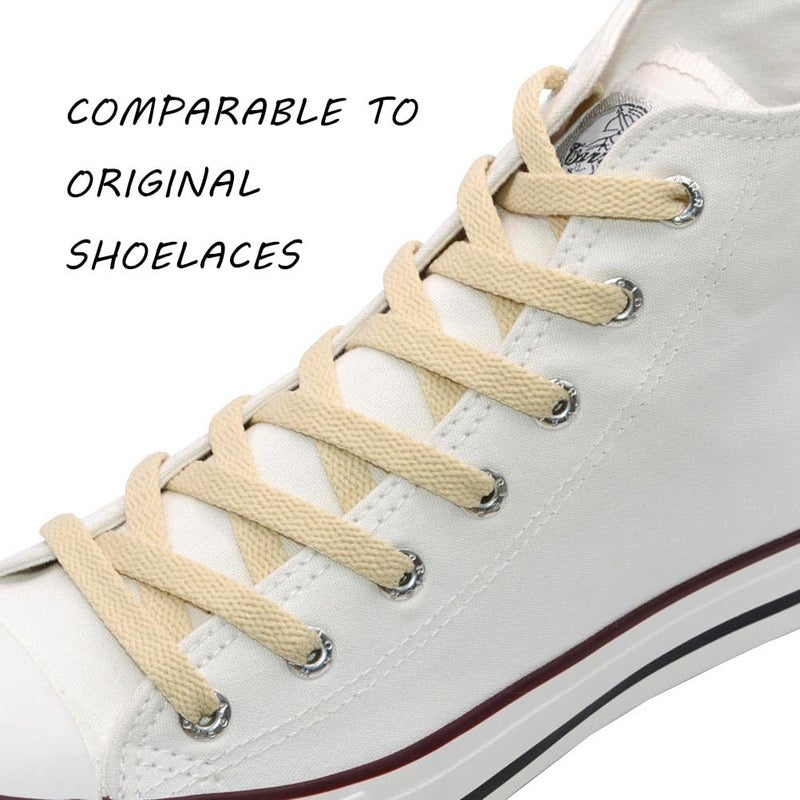 VSUDO 59" Flat Beige Shoe Laces for Sneakers, Cream Shoelaces for Sneakers, Replacements Shoe Strings for Women or Men (1 Pair-Beige-150CM) - Image 2