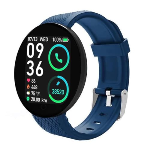 Bouncefit M I D18 Round Fitness Band Smart Watch for Men, Women, Boys, Girls, Kids – Single Touch Interface, Water Resistant, Workout Modes, Quick Charge Sports Smartwatch – Blue (KK) - Image 1