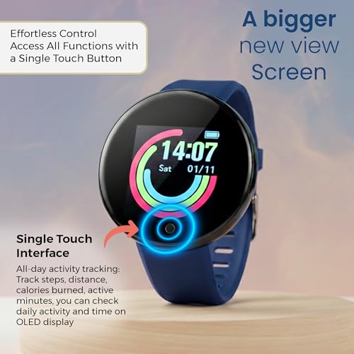 Bouncefit M I D18 Round Fitness Band Smart Watch for Men, Women, Boys, Girls, Kids – Single Touch Interface, Water Resistant, Workout Modes, Quick Charge Sports Smartwatch – Blue (KK) - Image 5