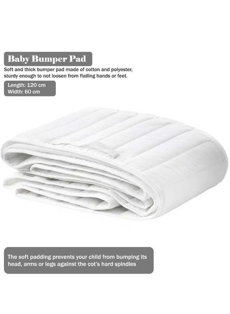 LEN Baby Bumper Pad, Soft And Thick Pad White, 60x120 cm  - Image 1