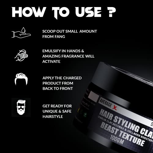 Leocor FANG Hair Styling Clay Wax for extra hold & texture | Strong hold Natural finish | Safe for hair No harmful chemicals| 100gm - Image 3