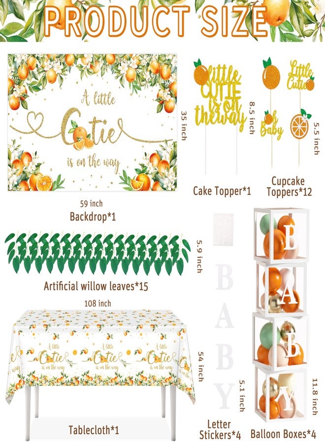 TREWAVE Little Cutie Baby Shower Decoration Orange Theme Birthday Party Supplies A Little Cutie is On The Way Backdrop Tablecloth Balloon Garland for Tangerine Fruit 1st Birthday Baby Shower - Image 2