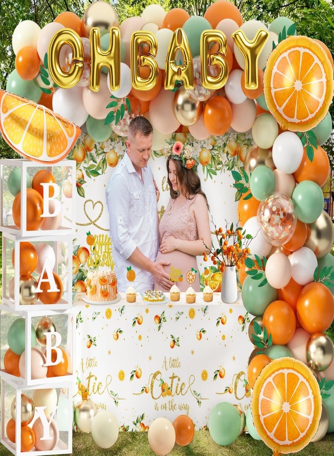 TREWAVE Little Cutie Baby Shower Decoration Orange Theme Birthday Party Supplies A Little Cutie is On The Way Backdrop Tablecloth Balloon Garland for Tangerine Fruit 1st Birthday Baby Shower - Image 5