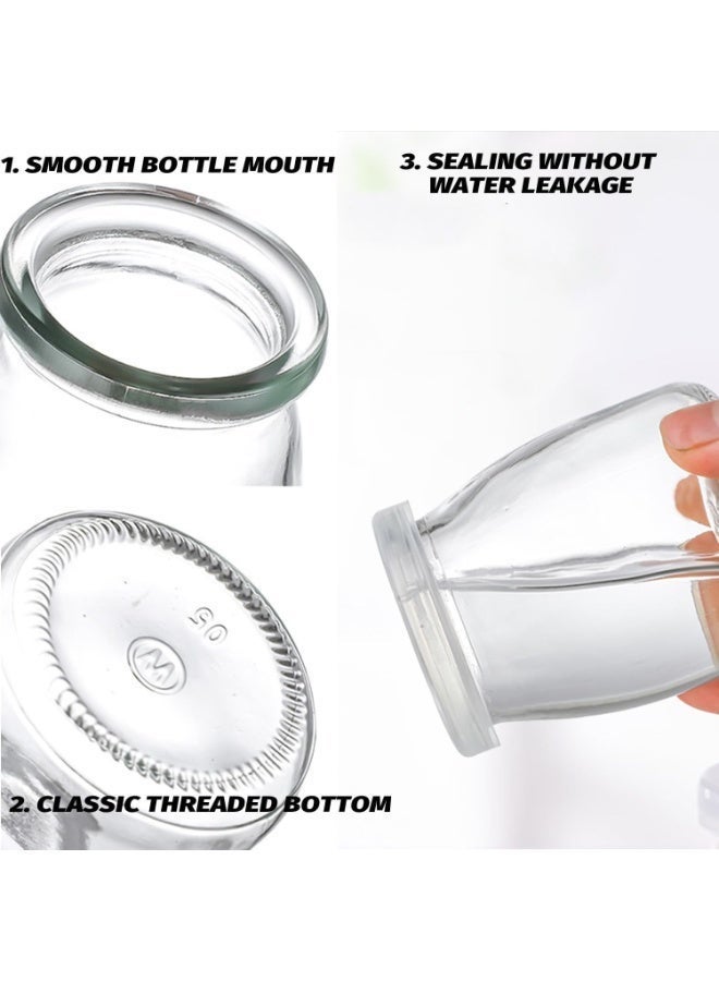 Luxoraq 200ml Yogurt Pudding Glass Jars with Plastic Lids Mini Cup Small Glass Bottles (6) - Image 2