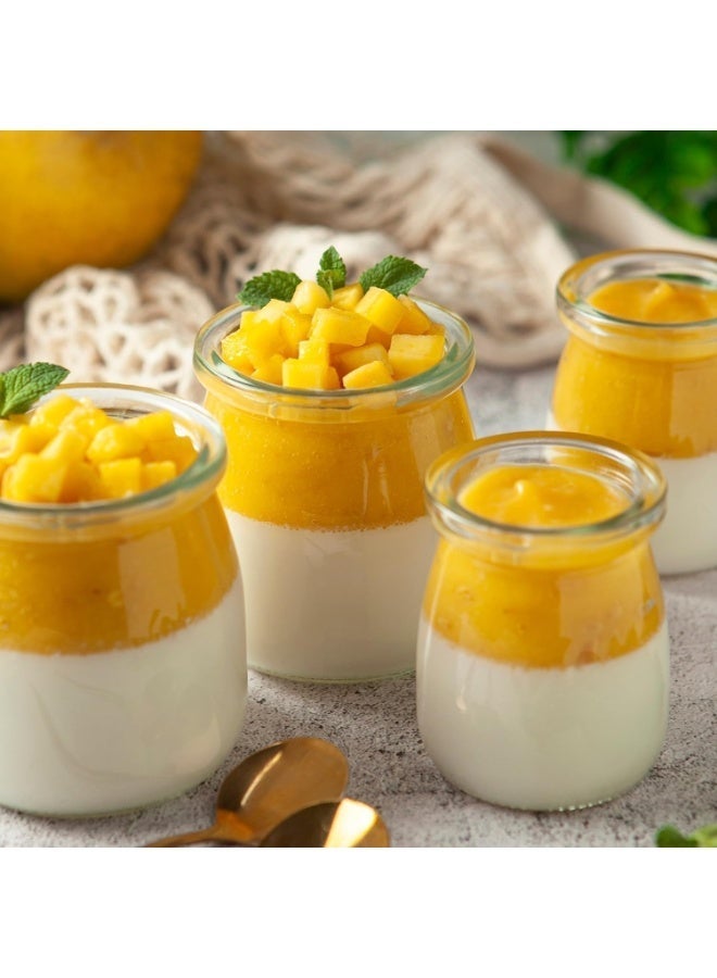 Luxoraq 200ml Yogurt Pudding Glass Jars with Plastic Lids Mini Cup Small Glass Bottles (6) - Image 3