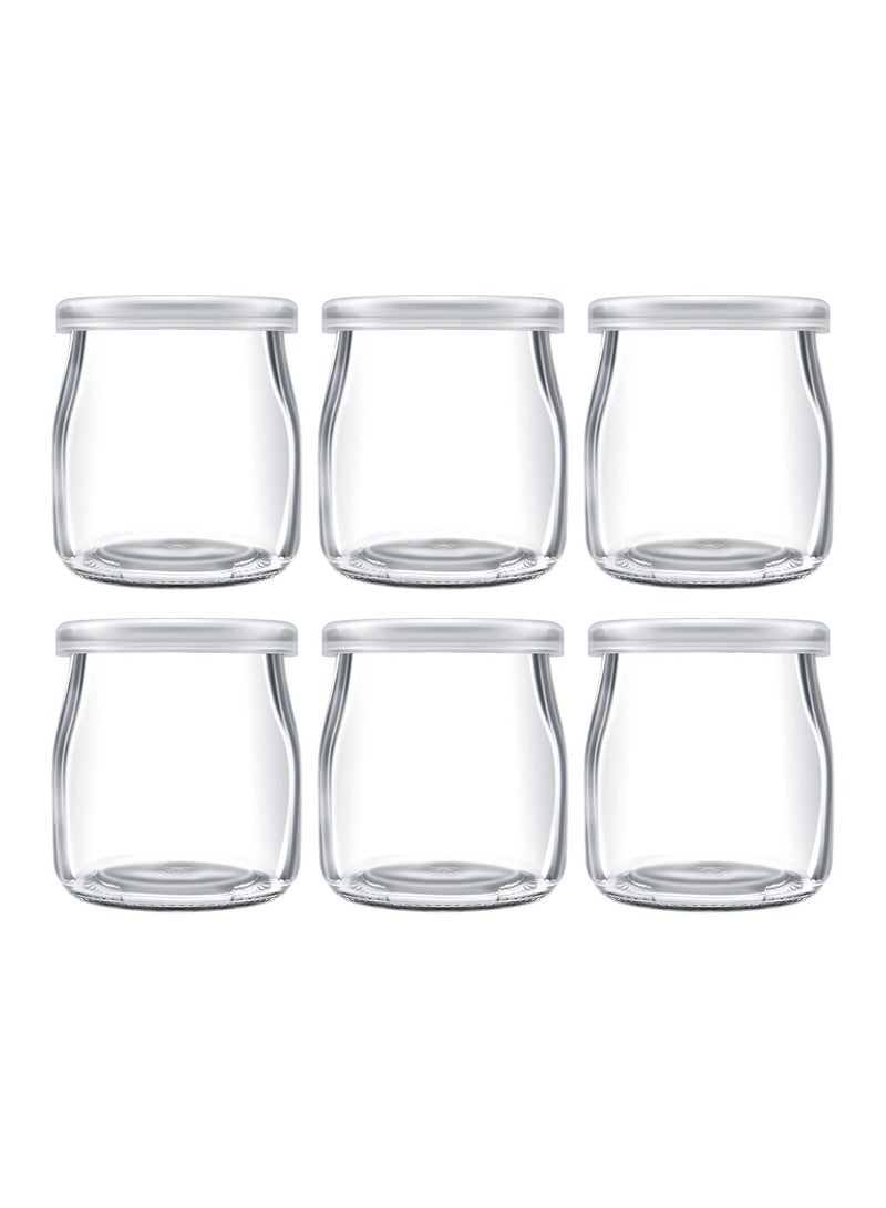 Luxoraq 200ml Yogurt Pudding Glass Jars with Plastic Lids Mini Cup Small Glass Bottles (6) - Image 1
