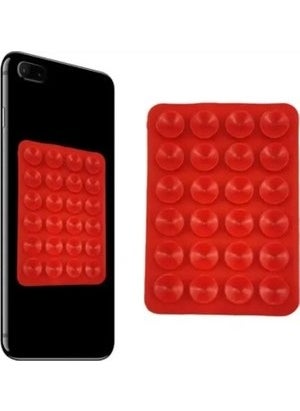 Bilişim Aksesuar IT Accessories Silicone Vacuum Phone Holder, Silicone Adhesive for Mobile Phone, Anti-Slip Suction Cup Phone Holder Red 