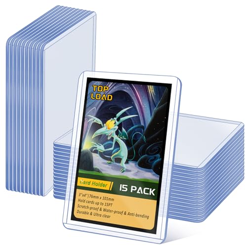 Maileto 15 Pack Top Loads for Cards 3x4 Hard Plastic Card Sleeves Baseball Card Protectors Hard Plastic Sports Card Holder for Trading Cards Baseball Cards Game Cards - Image 1