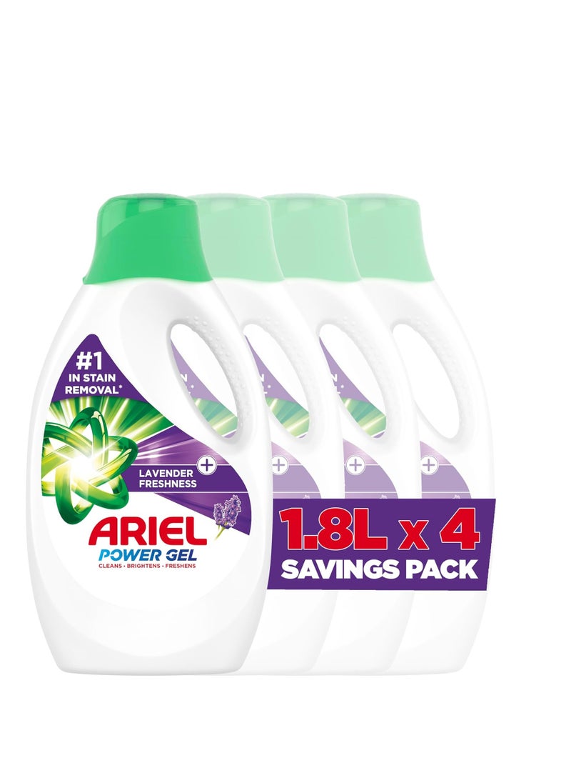 Ariel Ariel Laundry Detergent Lavender Freshness Power Gel, 1.8L Pack of 4  - Image 1