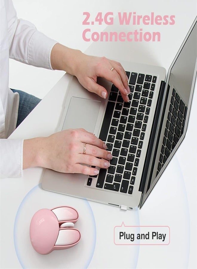 General Wireless Silent Mouse Cute Rabbit Designs 2.4G Slim Cordless Mice Opatical Mouse Wireless for Chromebook PC Laptop Notebook for Women Girl  - Image 2