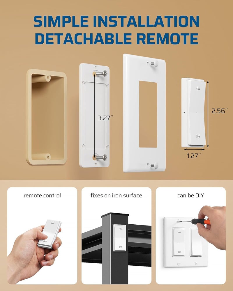 DEWENWILS Wireless Light Switch and Receiver Kit, 15A, No Wiring, No Interference, 100FT Control Range, Remote Light Switches Wireless for Lamp, Ceiling Light, Fan, 2 Transmitter+1 Receiver - Image 5