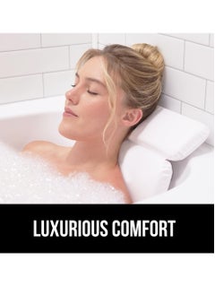 Gorilla Grip Gorilla Grip Bath Pillow for Tub, Improved Suction Cups, Luxury Bathtub Pillows, Headrest for Neck and Back Support, Relaxing Home Spa, Hot Tub and Bathroom Essentials, Gifts for Women, 2 Panel White  - Image 2