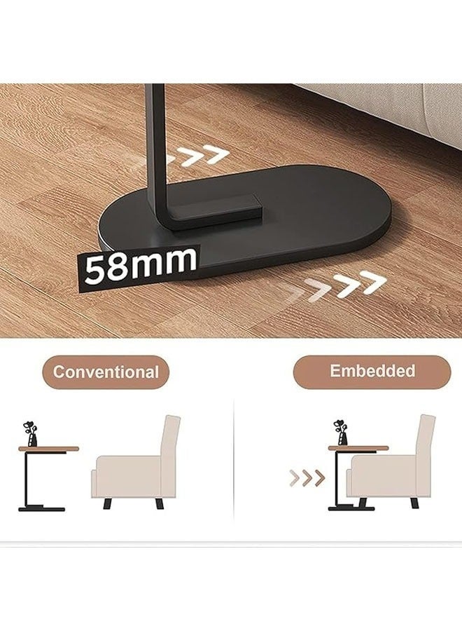 عربست على شكل طاولة جانبية طاولة القهوة نهاية الجدول تحت أريكة غرفة المعيشة الجدول وجبة خفيفة حامل الكمبيوتر المحمول إطار معدني مستقر لغرفة نوم مكتب أريكة سرير طاولة جانبية سهلة التجميع (أبيض) - Image 3