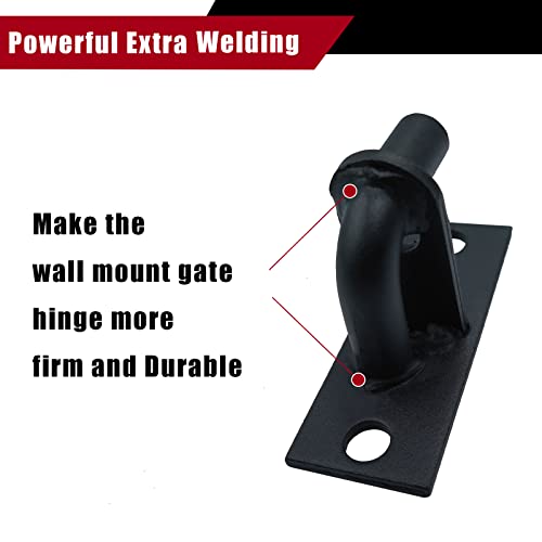PLAIRC 2 Pack Wall Mount Heavy Duty Chain Link Fence Gate Hinges with 5/8 Hinge Pin (Screws Not Included), Black - Image 2