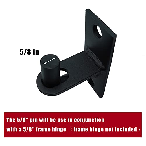 PLAIRC 2 Pack Wall Mount Heavy Duty Chain Link Fence Gate Hinges with 5/8 Hinge Pin (Screws Not Included), Black - Image 5
