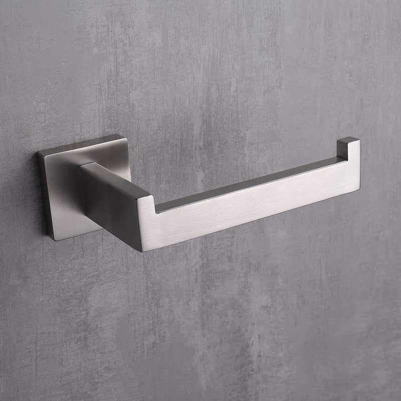 TASTOS Toilet Paper Holder Brushed Nickel 2 Pack, Toilet Tissue Roll Holders Dispenser and Hangers Wall Mounted for Bathroom & Kitchen, Stainless Steel Modern Square Style (Silver) - Image 4