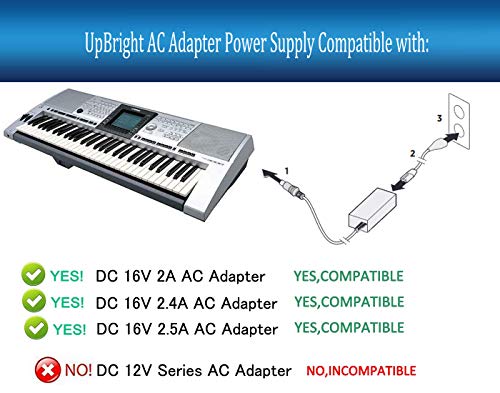 UpBright 16V AC/DC Adapter Compatible with Yamaha PA-300 PA-301 PA-300B PA-300C P-120 S Pro P-120S Motif-Rack ES XS Synthesizer PSR PSR-S PSRS Keyboard Piano PSR-1000 PSR-S500 16VDC 2.4A Power Supply - Image 2